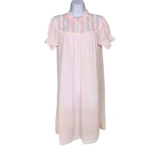 Vintage 60s Peignoir Set Seamprufe Womens M Pink Nightgown Robe